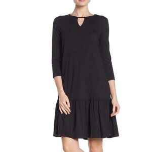 Boden Selena Jersey Knit 3/4 Sleeve Shift Dress Black SZ 8L Classy Breathable